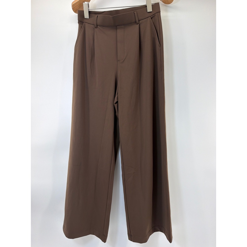 Halara Brown Pleated Wide Leg High Waisted Trousers Petite Medium